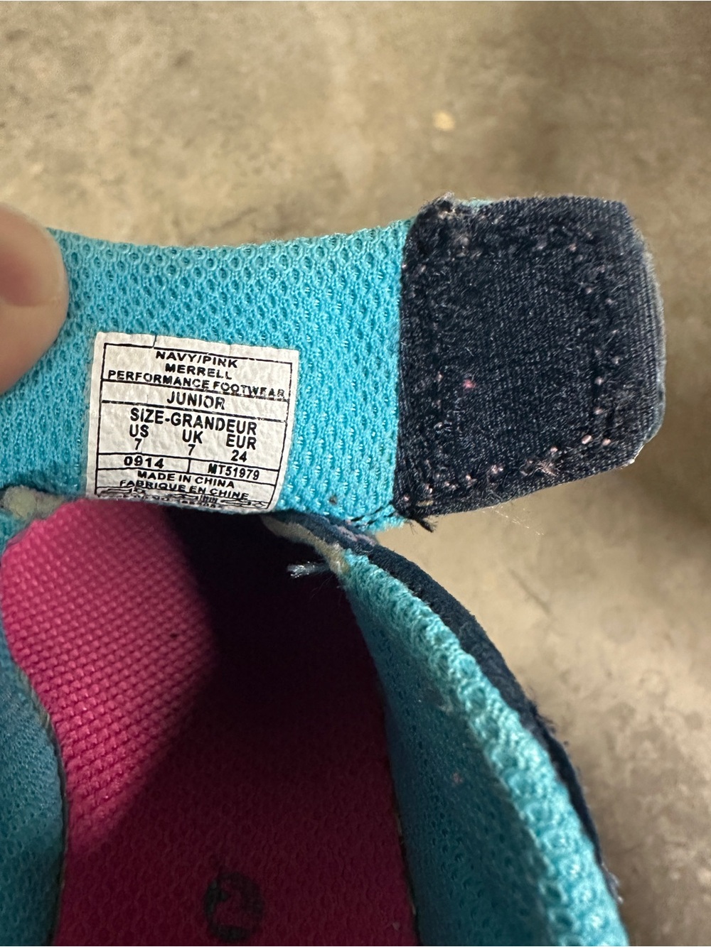 Merrell Kids Navy and Pink Slip-On Sneaker with Turquoise Lining